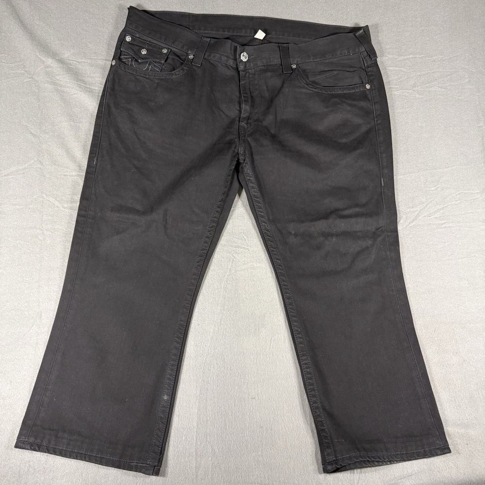True Religion Jeans Mens 42 Straight Flap Pocket Black Grey 26 Inseam